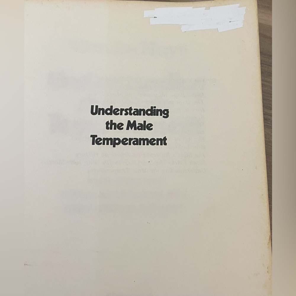 Vintage Understanding the Male Temperament by Tim LaHaye
